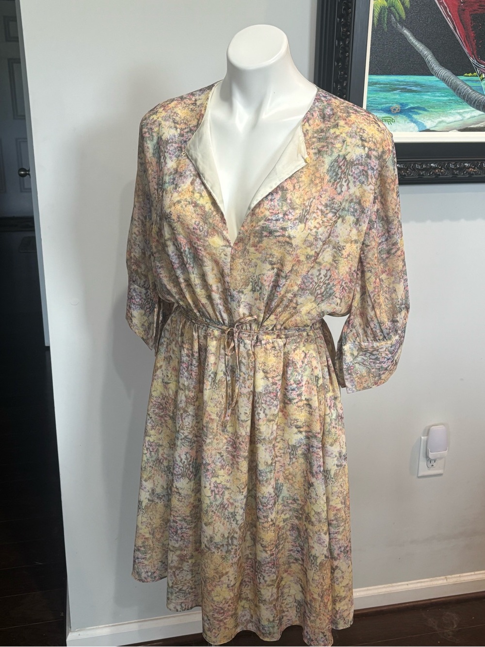 H&M Pastel Floral Midi Dress in Yellow and Pink